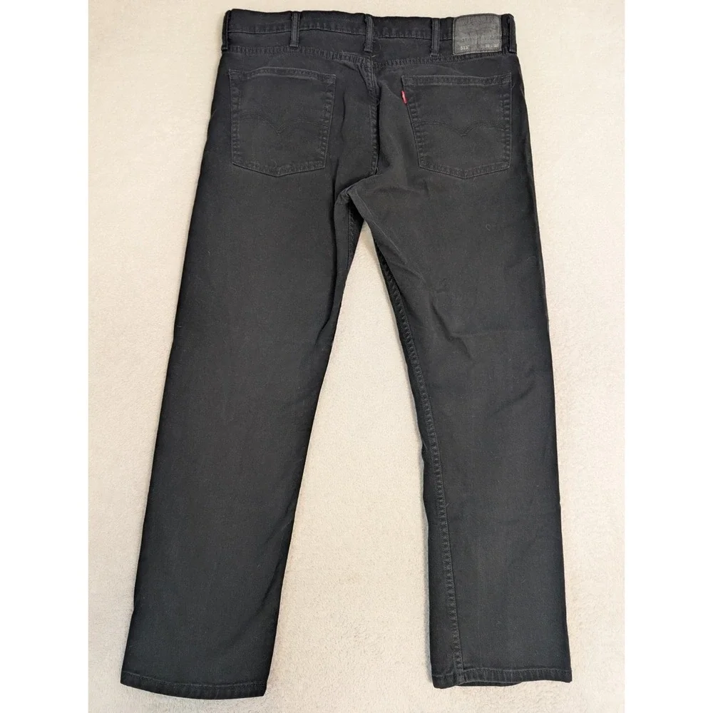 Levis 513 Jeans Mens 38x30 Black Slim Fit‎ Stretch Straight Leg Denim Pants